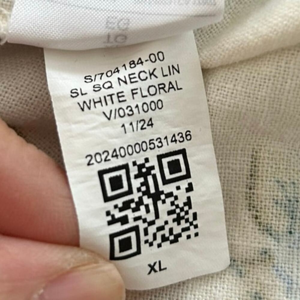 Old Navy Floral Tank Top Blue White Linen Blend Sleeveless Summer XL - Picture 6 of 6
